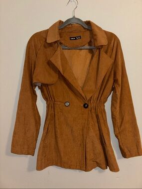SHEIN Suede-Look Trench Coat in Rust